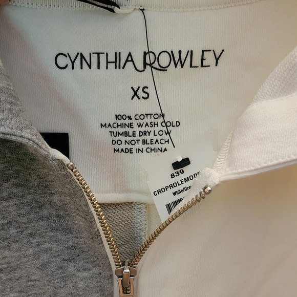 NEW Cynthia Rowley Embroidered Knit Zip Up Hoodie in White Gray size XS - Picture 8 of 11
